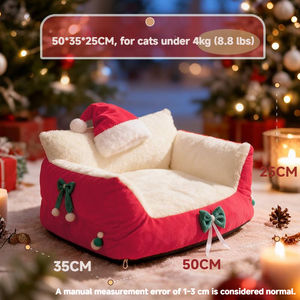 Weihnachts-Sofa Haustierbett Plüsch-Fleece Waschbar Atmungsaktiv Modern Modisch Rutschfester Boden Warmes Katzen- und Hundebett - Product Image 6