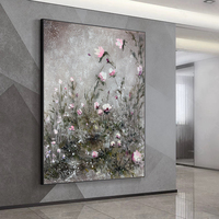Grande peinture à l'huile abstraite de fleurs peinte à la main, tableau de fleurs classiques sur toile, art mural pour la décoration du salon