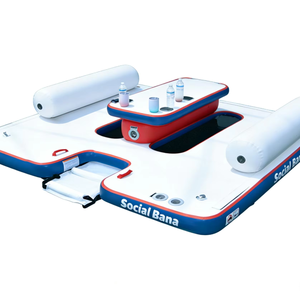 Bar flottant gonflable de qualité commerciale pour 6 personnes avec glacière, en PVC, logo personnalisé, garantie 3 ans, idéal pour les fêtes au bord de la piscine - Product Image 1