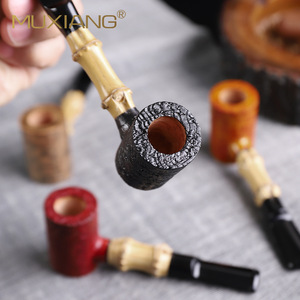Muxiang Wooden Smoking Pipe Handcrafted Bamboo Straight Type Tobacco Pipe For Personal Gift - Product Image 2