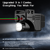 Laser Win - Mire laser rouge/verte en aluminium durable pour la chasse - Combo avec lunette de visée - Supports de montage de 20 mm - Rechargeable par USB - Pour la chasse tactique - 600 LED