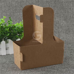 Custom Disposable Recyclable Kraft <b>Paper</b> 2/4 Cup Carriers, Coffee Takeaway <b>Trays</b>, Beverage Packaging with Handles - Product Image 1