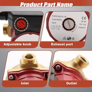 Pompe de circulation Ccnlhzm RS15 18 115V 0,25 CV en bronze et cuivre pour eau chaude, pour remplacement - Product Image 1