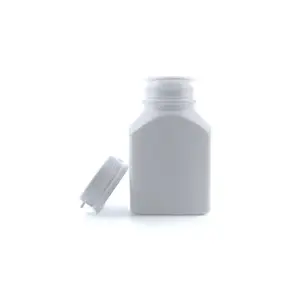 60ml PP blanco pequeña capacidad deliberado Logo personalizado píldora en polvo medicina botella cuadrada con tapón de rosca