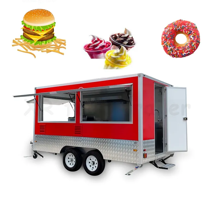 Concesión cerrada café móvil perro caliente helado comida camiones remolques Carro con cocina completa Bar Café kebab totalmente equipado