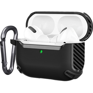 Para <span class=keywords><strong>Airpods</strong></span> 3 funda de lujo de fibra de carbono suave TPU a prueba de golpes con mosquetón gancho armadura funda para auriculares para Apple <span class=keywords><strong>Airpods</strong></span> 3 2 1 - Product Image 2