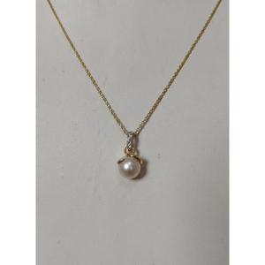 Collar con Colgante de Diamantes y Perlas en Oro de 18 Quilates, Diseño Elegante con Pavé, Joyería Fina - Product Image 6