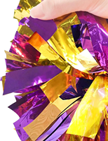 Pompons de cheerleading Icheerobics, design gratuit, matériau brillant, couleur personnalisée, haute qualité, deux poignées, vente en gros, pompons de 6 pouces