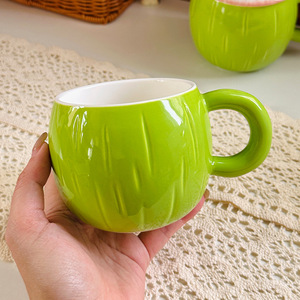 430Ml Creatieve Schattige Kokosvorm Milieuvriendelijke Melk Ontbijtbeker Keramische Mok Met Deksel En Stro Voor Feest-En Verjaardagscadeau - Product Image 3