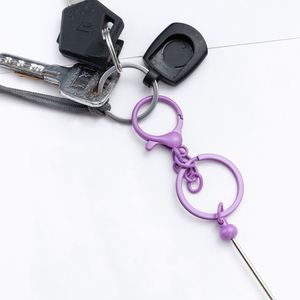 Beadable Keychains in Bulk Cute Gradient Color Self Defense Beading <b>Keyring</b> Pendant <b>Charms</b> for DIY Bag Business Gift Wholesale - Product Image 4