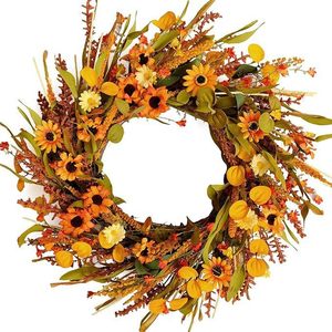 Guirnalda Otoñal Jingjian de 45cm, Decoración de PVC con Hojas de Arce, Bayas y Calabazas para Puerta, Pared, Hogar, Día de Acción de Gracias - Product Image 2