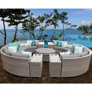 Outdoor 2018 Green All Weather Roots Rattan Outdoor Round Lounge Furniture