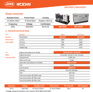 Jwc41d5s Máy phát điện weifang weichai 30Kw Máy phát điện 3 giai đoạn 400V Powered by động cơ <span class=keywords><strong>diesel</strong></span> wp2.3d40e200 cho vừa hội thảo - Product Image 6