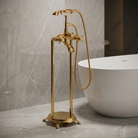 Robinet thermostatique moderne à monobloc pour salle de bain, à montage sur plan, avec noyau en céramique, construction en laiton, finition plaquée or