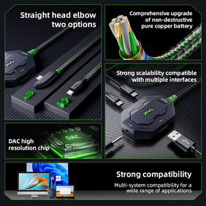 <span class=keywords><strong>Adaptateur</strong></span> de jeu multifonction PIVA GS3PRO Type-C USB2.0 PD60W à charge rapide, avec connecteur répartiteur audio casque 3,5 mm pour PUBG - Product Image 2