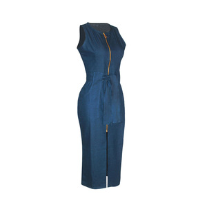 SMR8237 Nouvelle arrivée, <span class=keywords><strong>robe</strong></span> en jean sexy sans manches, <span class=keywords><strong>robe</strong></span> moulante pour femmes, <span class=keywords><strong>robe</strong></span> élégante pour filles - Product Image 5