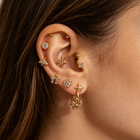 Bijoux d'Oreille Tendance en Acier Inoxydable Plaqué Or, Ensemble de Clous d'Oreilles à Visser CZ avec Dos Plat pour Femmes