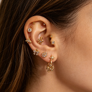 Trendy Vergoldete Edelstahl-Ohrstecker Schmuck CZ Schraubverschluss Ohrringe Set Flacher Rücken Stecker für Frauen - Product Image 2