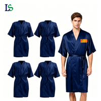 Robes Kimono Personnalisables en Tissu Imperméable Bleu Marine pour Salons de Beauté, Spas et Barbiers – Vente en Gros avec Logo Personnalisé et Taille Ajustable