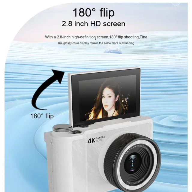 Autofocus Portable Digital Camera High-Definition 2 Million Pixels 4K Image Resolution Retro Vintage Style CMOS Sensor for