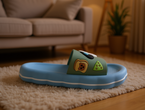 Light Blue Cartoon Slippers 17MM Cushioned EVA Sole Open Toe Home Wear - Product Image 2