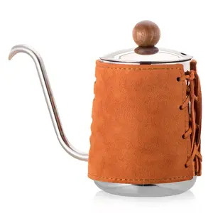 कॉफी सामान मैनुअल कॉफी निर्माता स्टेनलेस स्टील कॉफी पॉट हाथ चमड़े के कवर के साथ डालो पॉट 300ml