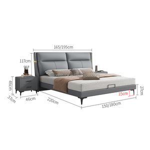 Foshan Factory Direct <b>Cheap</b> Hotel Bed for Budget 3-Star Hotels Durable Economy Upholstery Bed with <b>Padded</b> Headboard & Nighsttand - Product Image 1