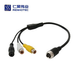 GX12 オス 4ピン ビデオ電源ケーブル - RCA変換ケーブル（バスリアビューカメラシステム用） - Product Image 1