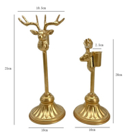 Ensemble de bougeoirs européens rétro en métal en forme de tête de cerf, finition dorée mate, pour décoration festive