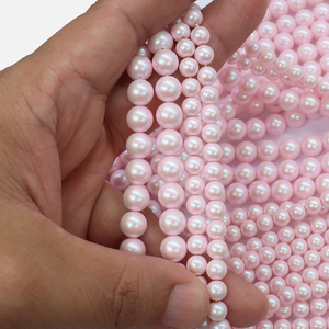Perle di Vetro Rotonde di Alta Qualità, Imitazione <span class=keywords><strong>Swarovski</strong></span>, Colore Rosa Chiaro Crema, per Creazione di Gioielli - Vendita Stock - Product Image 6