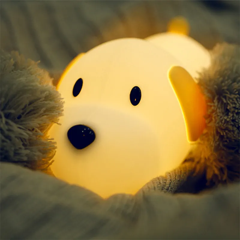 Intelligent Cute 3D Rechargeable Touch Emotion Motion Sensor Dimmer Lighting Doggy Silicone Night Light Baby Room Night Light.