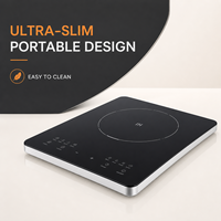 Cuisinière à induction portable multifonction intelligente haute puissance 2000W, 9 modes de cuisson, panneau en verre noir poli, cuisinière électrique pour la maison