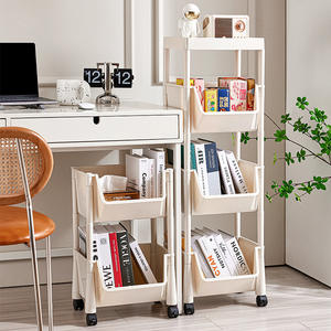 Carrito de almacenamiento para el hogar, estante de plástico de 4 niveles con ruedas para cocina, dormitorio, dormitorio de estudiantes, estante organizador - Product Image 2