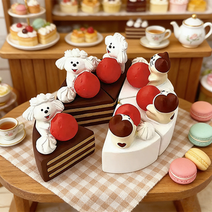 Torta a forma di gatto in stile giapponese, delizioso giocattolo, decorazione per dessert, oggetti di scena per foto, <span class=keywords><strong>statuine</strong></span> in miniatura, decorazioni da tavola - Product Image 2