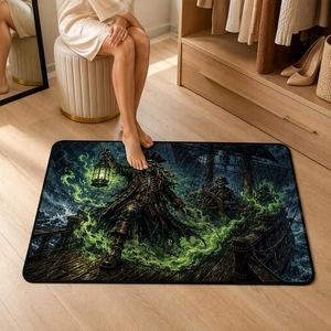 Tapis <span class=keywords><strong>de</strong></span> couloir moderne en polyester lavable antidérapant, motif loup-<span class=keywords><strong>garou</strong></span> et lune effrayants, en faux velours, pour chambre à coucher, Halloween - Product Image 1
