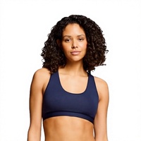 Soutien-gorge de sport bleu marine pour femme, maintien élevé, respirant, confortable, avec logo frontal, idéal pour la course, le yoga et le fitness