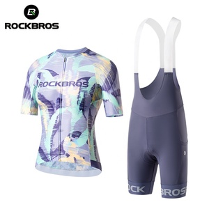 ROCKBROSサイクリングジャージー服3Dジェルパッド入りビブショーツ夏の通気性半袖サイクリングジャージーセット女性用 - Product Image 1