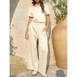 Combinaison d'été décontractée Fisoew pour femme, à épaules dénudées, taille haute, tricotée, une pièce, respirante, tenue quotidienne - Product Image 3