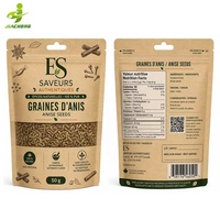 Sacs d'emballage pour épices en papier kraft mat imprimés sur mesure avec fenêtre transparente et fermeture éclair pour l'emballage des assaisonnements et des herbes séchées