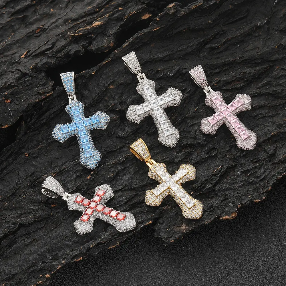 NUOYA Hiphop ювелирные изделия со льдом из алмазного Креста ожерелье для женщин 18-каратное позолоченное христианское ожерелье с крестом