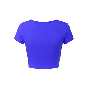 100% algodón de manga corta Slim Fit cuello redondo Color sólido Crop Tops camiseta diseño personalizado Casual Crop Tops camiseta de BD - Product Image 4