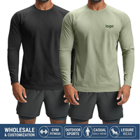 Camiseta Deportiva de Manga Larga para Hombre, de Secado Rápido, Etiqueta Privada, Corte Regular, para Gimnasio y Fitness
