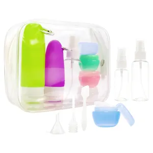 3oz 60ml 90ml 4-in-1 TSA Approved Silicone Travel Bottle Set Portable Refillable Silicone Bottles for Shampoo Conditioner Lotion