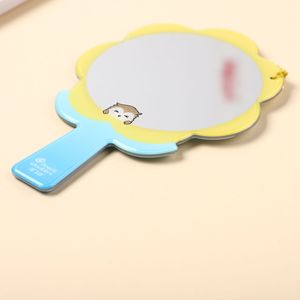 Miroir de maquillage frontal portable en acrylique avec poignée jaune et bleue, motif hibou, miroir compact pour usage quotidien - Product Image 1