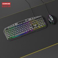 Vente d'usine SUNROSE T28 ensemble clavier et souris mécaniques de jeu filaire Design ergonomique 1600 DPI éclairage LED ABS