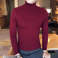 Frühling und Herbst Neuer Hochwertiger Rollkragen-Herrenpullover mit Streifenmuster für Junge Erwachsene Langärmeliger Atmungsaktiver Pullover