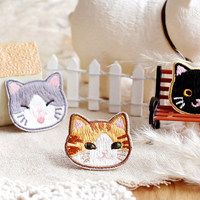 Venta caliente Mini gato lindo parche bordado venta al por mayor encaje artículos de mercería parches decoraciones bordado insignia personalizada