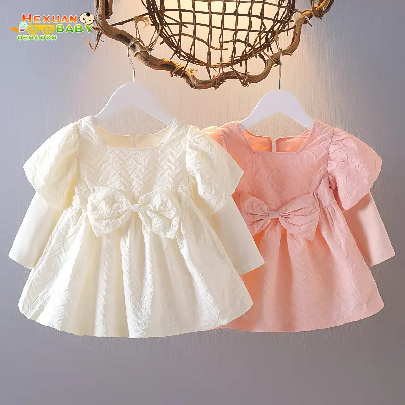 Spring Kids Girls Long Sleeve Cotton White baby wear dress cotton soft dresses Girl Kids Clothes