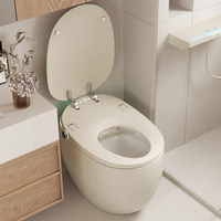 WC intelligent à poser au sol, design coloré, chasse automatique, chasse par siphon à jet, en céramique, forme œuf, siphon en P/S inclus