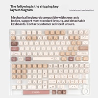 Keycaps Cherry Profile Coffee Kitten PBT Sublimation + PC Transparent Silk Printed compatibles Leopold Daydream Little Mi